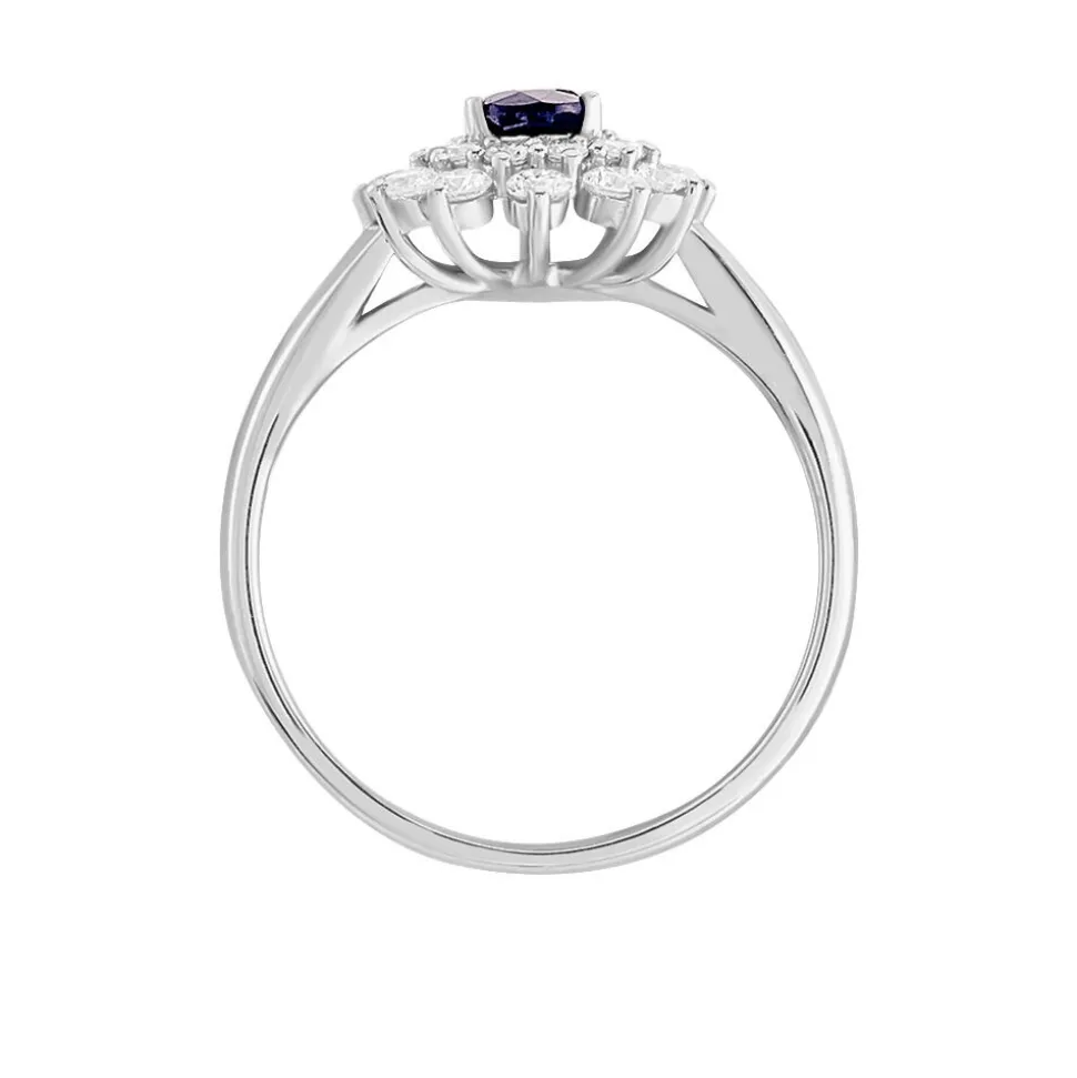 Bague Ivan Or Blanc Saphir Et Diamant