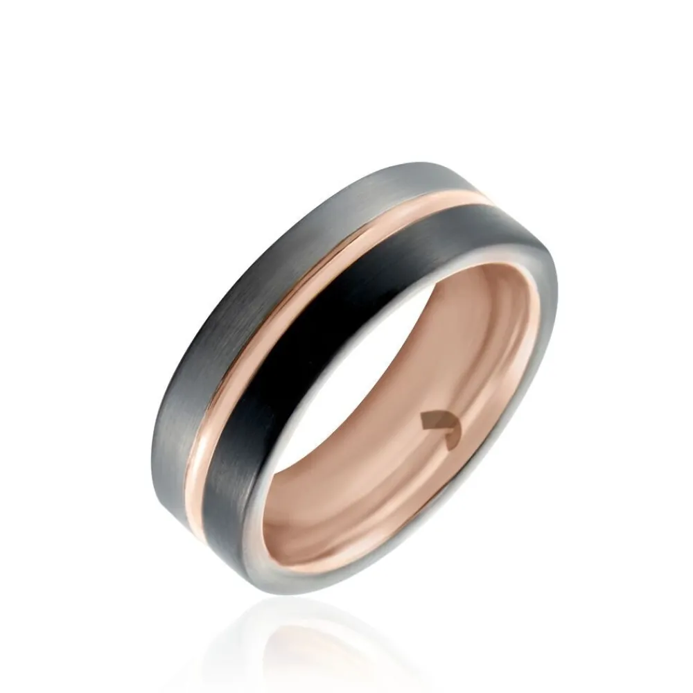 Bague Echo Tungstene Tricolore Blanc / Rose / Noir|JOURDAN New