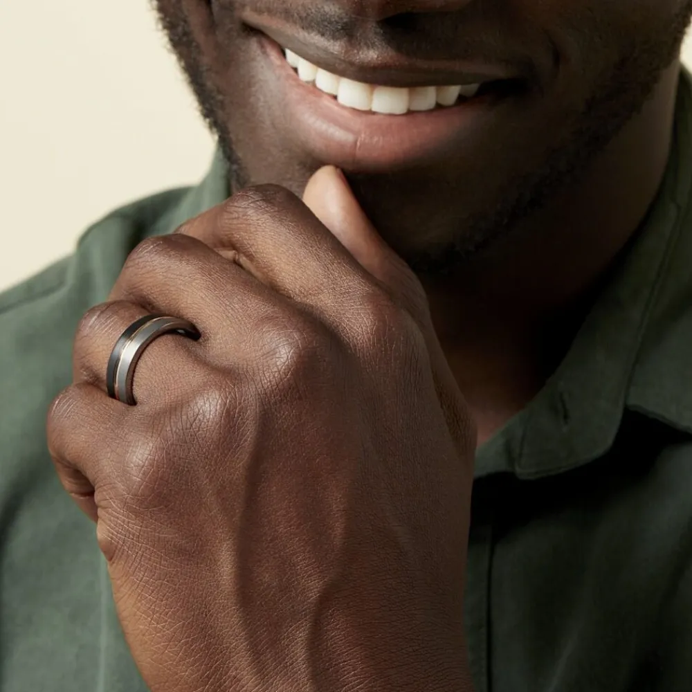 Bague Echo Tungstene Tricolore Blanc / Rose / Noir|JOURDAN New