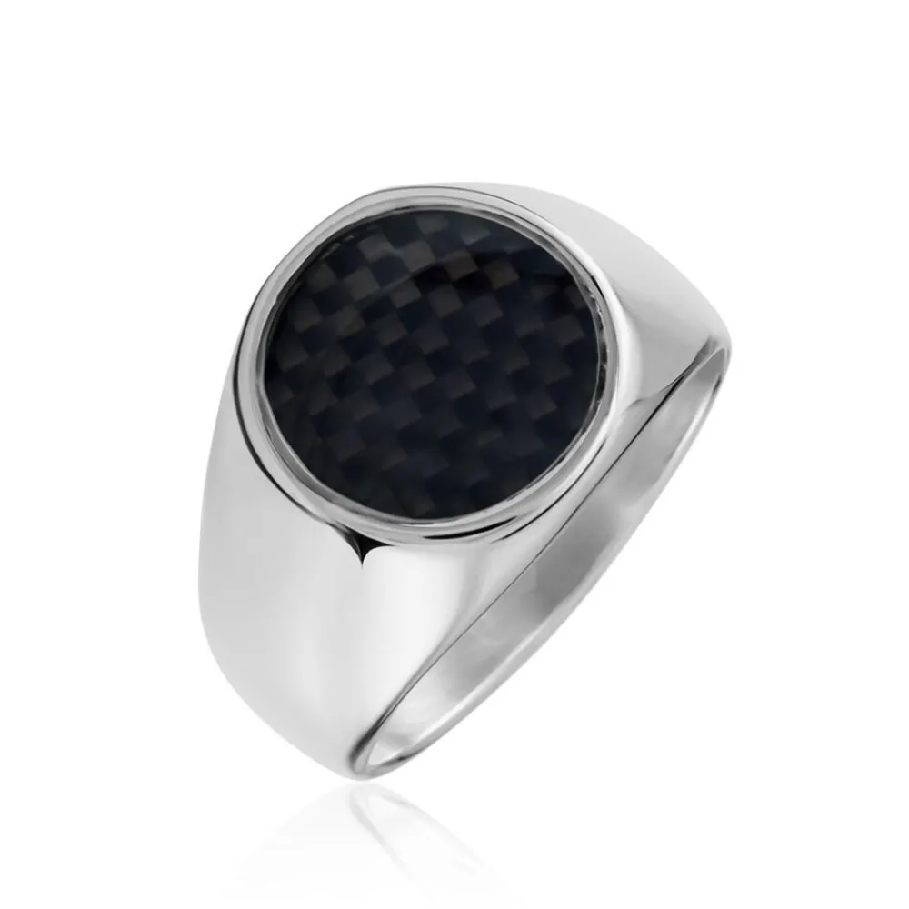 Bague Homme Arecibo Acier Blanc Carbone|JOURDAN Clearance