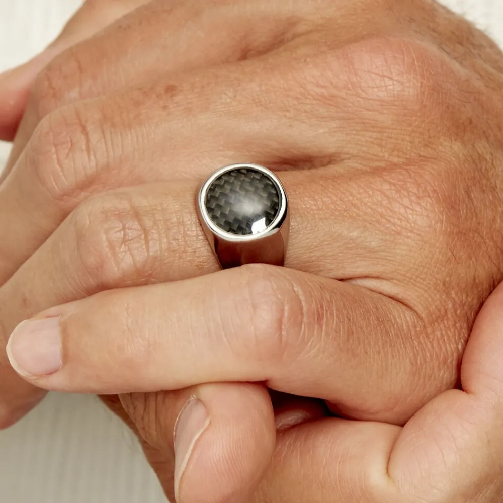 Bague Homme Arecibo Acier Blanc Carbone|JOURDAN Clearance