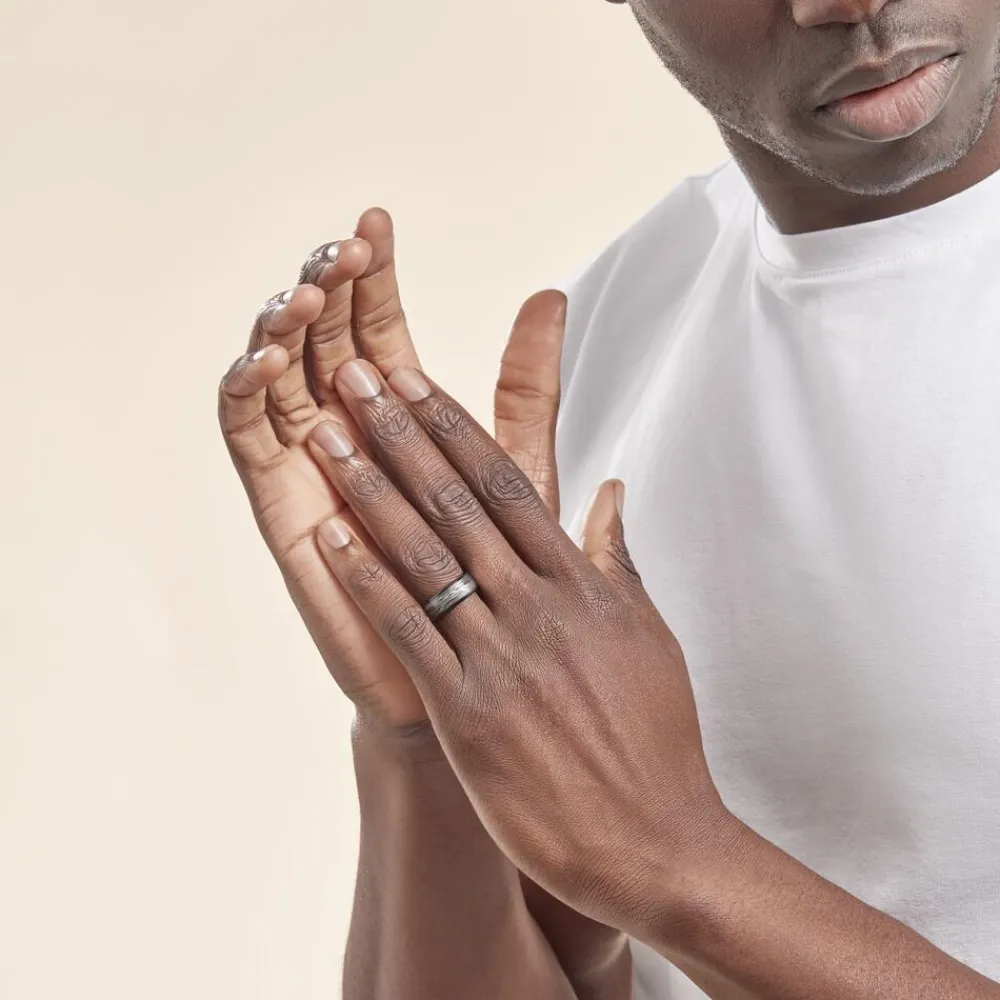 Bague Homme Liorin Acier Bicolore Noir Et Blanc Tungstene|JOURDAN New