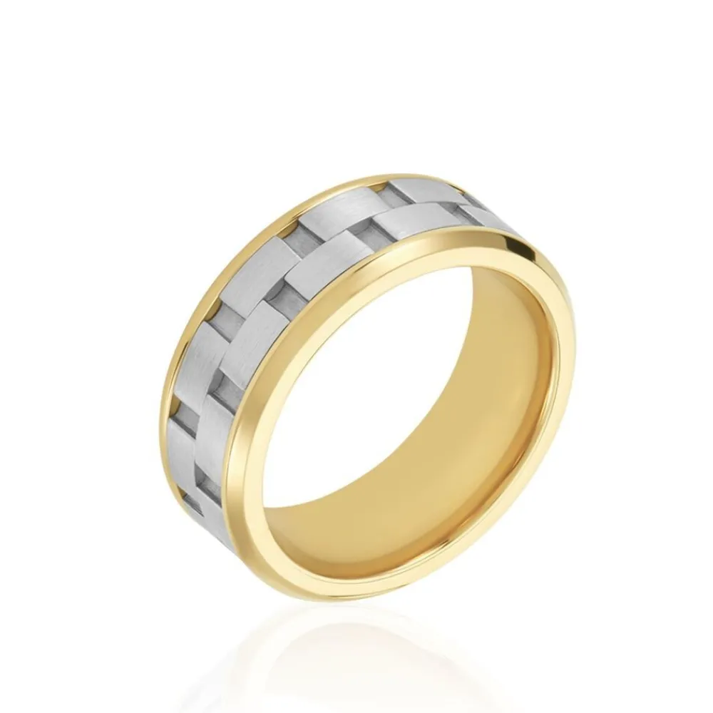 Bague Oahu Acier Blanc Et Jaune|JOURDAN Online