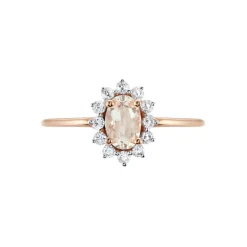 Bague Jozsua Or Rose Morganite Peche Oxyde De Zirconium