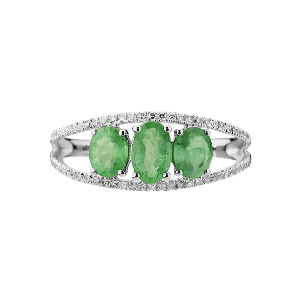 Bague Madeline Or Blanc Emeraude Diamant