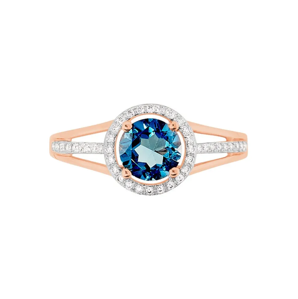 Bague Maeva Or Rose Topaze Et Oxyde De Zirconium