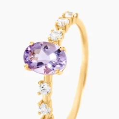 Bague Mahendra Or Jaune Améthyste Oxyde De Zirconium|Marc Orian Discount