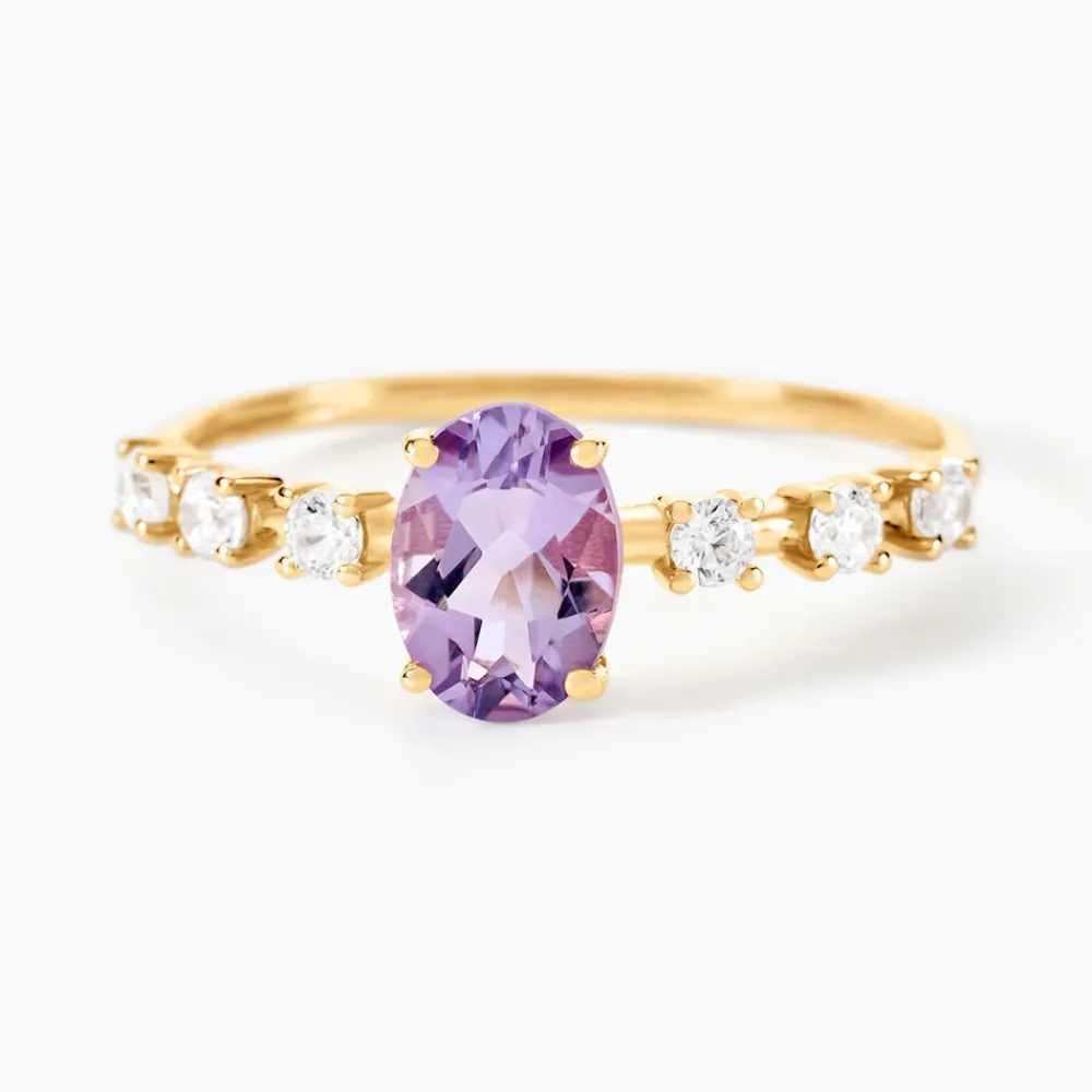Bague Mahendra Or Jaune Améthyste Oxyde De Zirconium|Marc Orian Discount