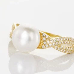 Bague Maria-theresa Or Jaune Perle De Culture Et Oxyde De Zirconium|Marc Orian Hot