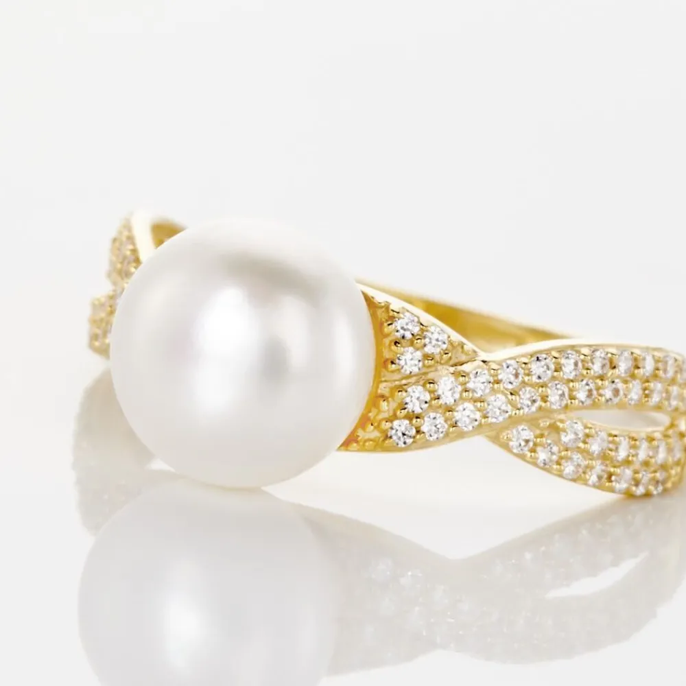 Bague Maria-theresa Or Jaune Perle De Culture Et Oxyde De Zirconium|Marc Orian Hot