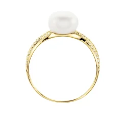 Bague Maria-theresa Or Jaune Perle De Culture Et Oxyde De Zirconium|Marc Orian Hot