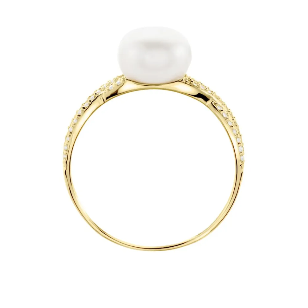 Bague Maria-theresa Or Jaune Perle De Culture Et Oxyde De Zirconium|Marc Orian Hot