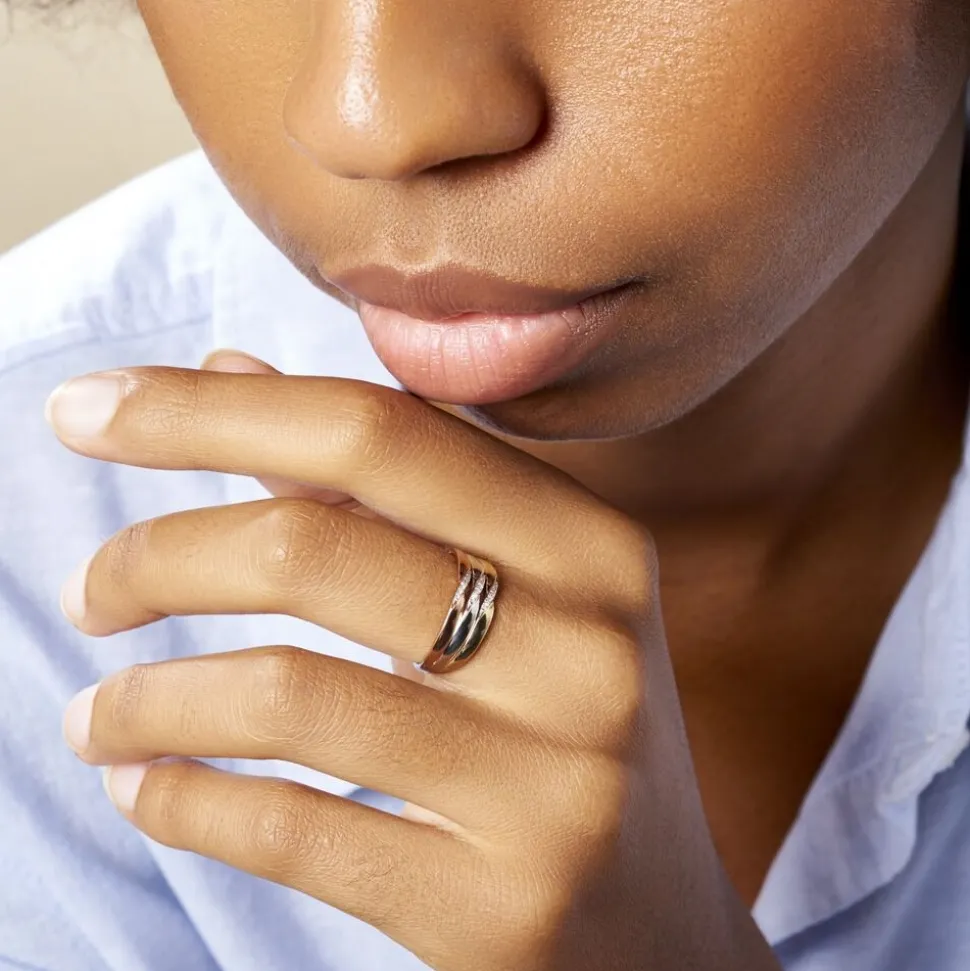 Bague Nesibe Or Tricolore Diamant
