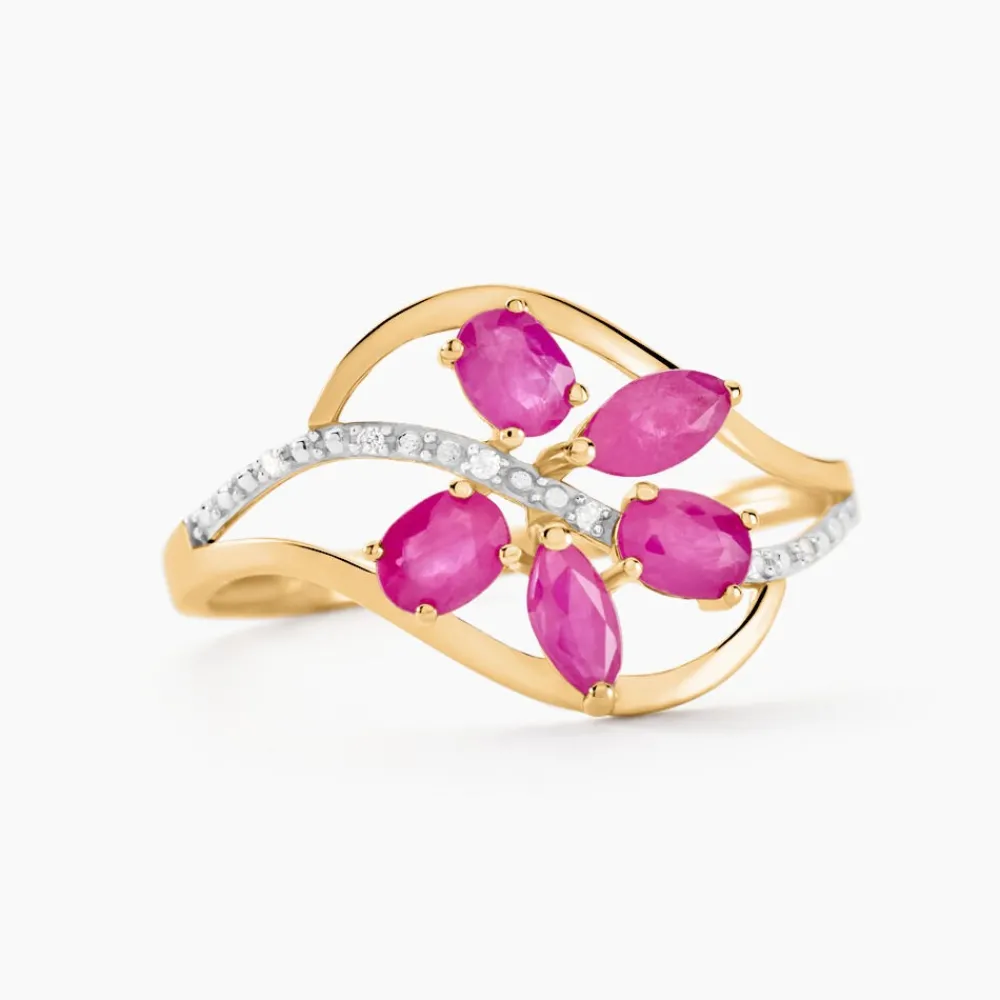 Bague Orchidee Or Bicolore Rubis Diamant|Marc Orian Clearance