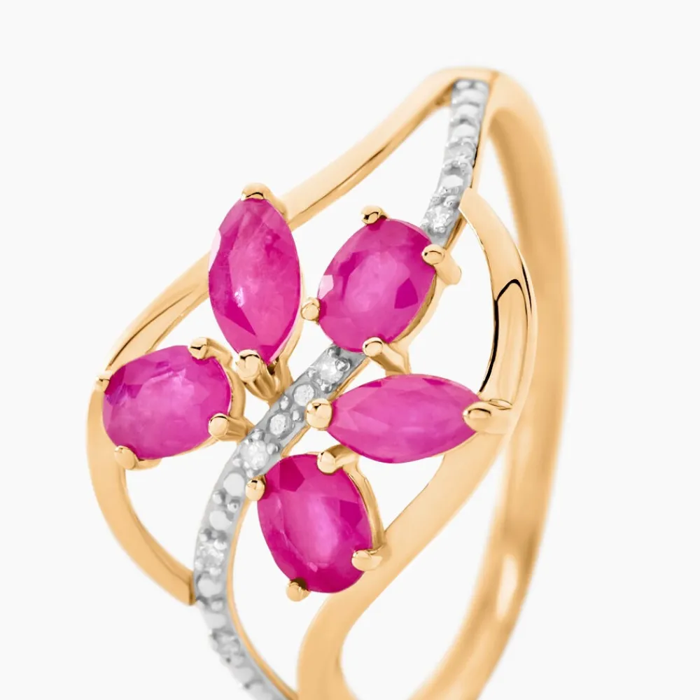 Bague Orchidee Or Bicolore Rubis Diamant|Marc Orian Clearance