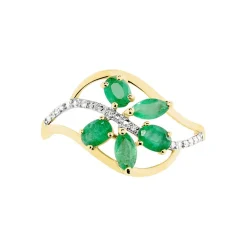 Bague Orchidee Or Jaune Emeraude Diamant|Marc Orian Discount