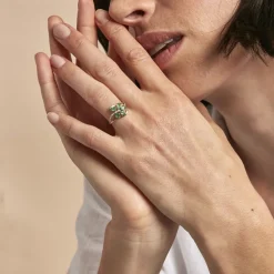 Bague Orchidee Or Jaune Emeraude Diamant|Marc Orian Discount