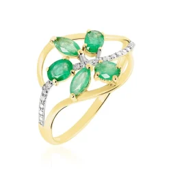 Bague Orchidee Or Jaune Emeraude Diamant|Marc Orian Discount