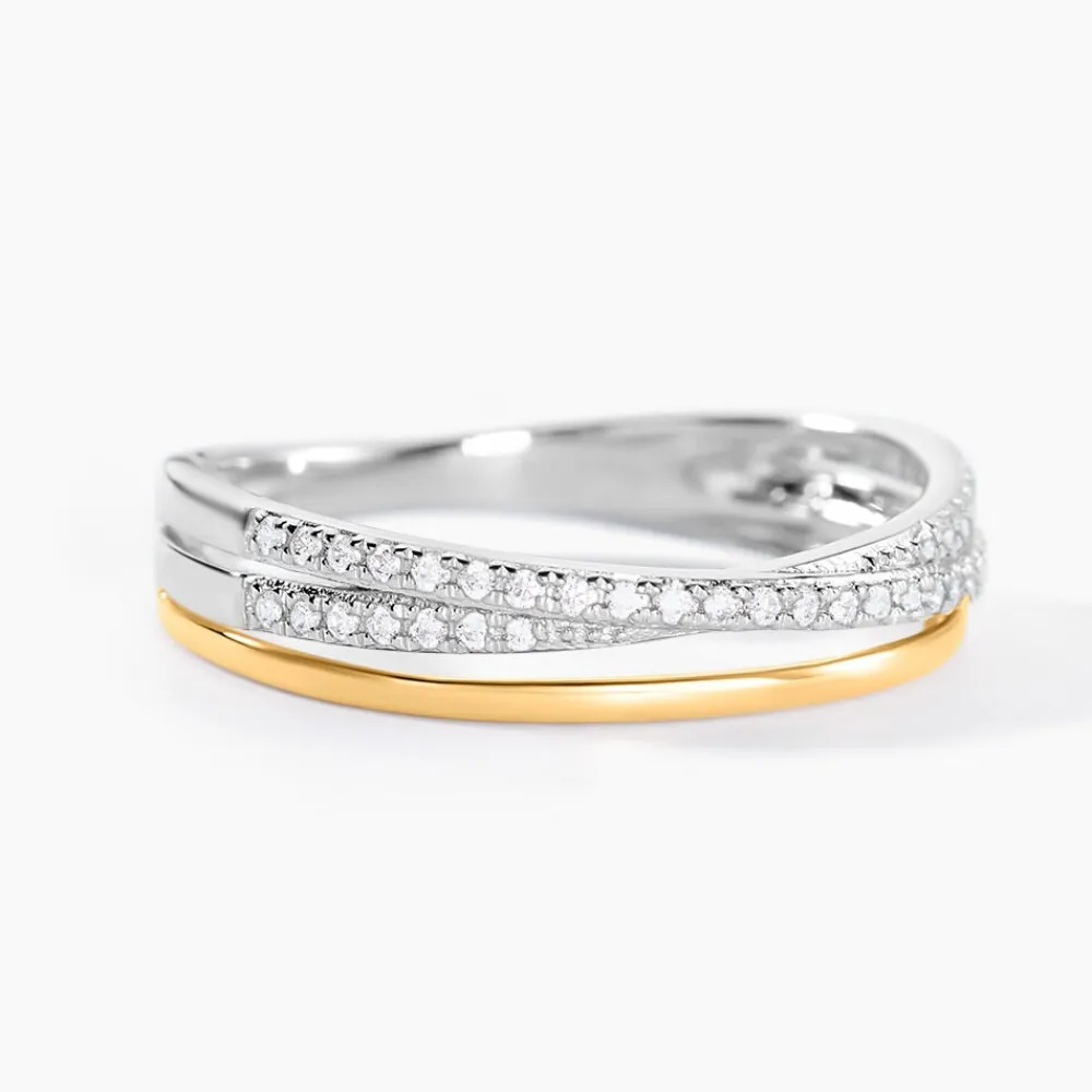 Bague Or Jaune et Argent Blanc Oxyde De Zirconium|Marc Orian Clearance
