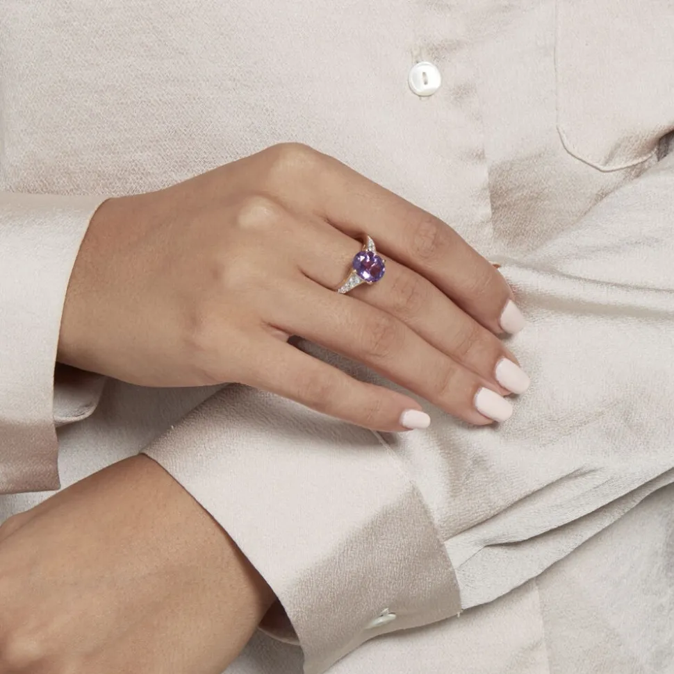 Bague Or Jaune Marie-camille Améthyste Oxydes De Zirconium