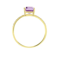 Bague Or Jaune Mone Amethyste Et Oxydes De Zirconium
