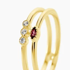 Bague Poem Argent Jaune Rhodolite Oxyde De Zirconium