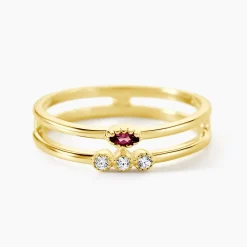 Bague Poem Argent Jaune Rhodolite Oxyde De Zirconium