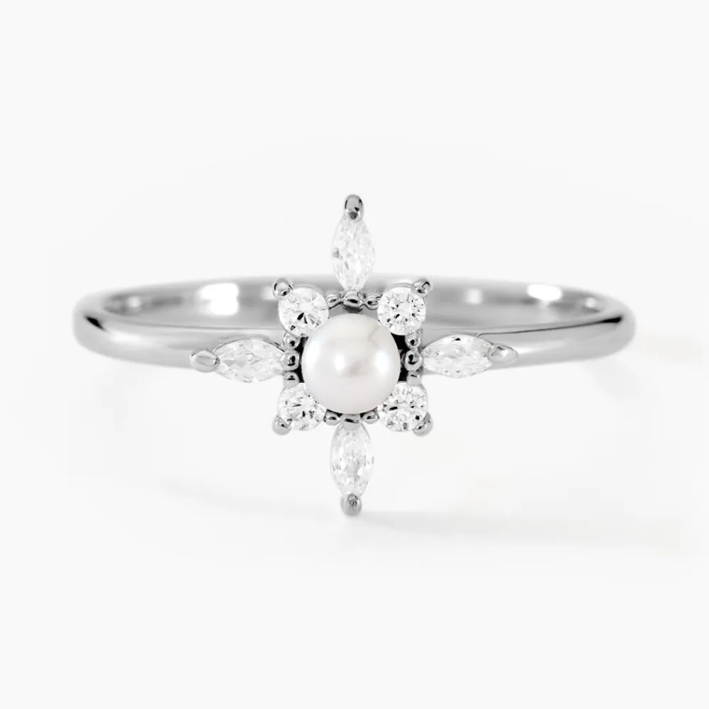 Bague Rhoda Argent Blanc Perle De Culture Oxyde De Zirconium|Marc Orian Outlet
