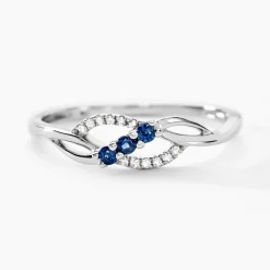 Bague Rosalyne Or Blanc Saphir Et Diamant