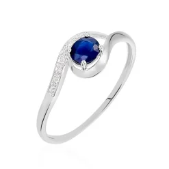 Bague Sagesse Or Blanc Saphir Et Diamant