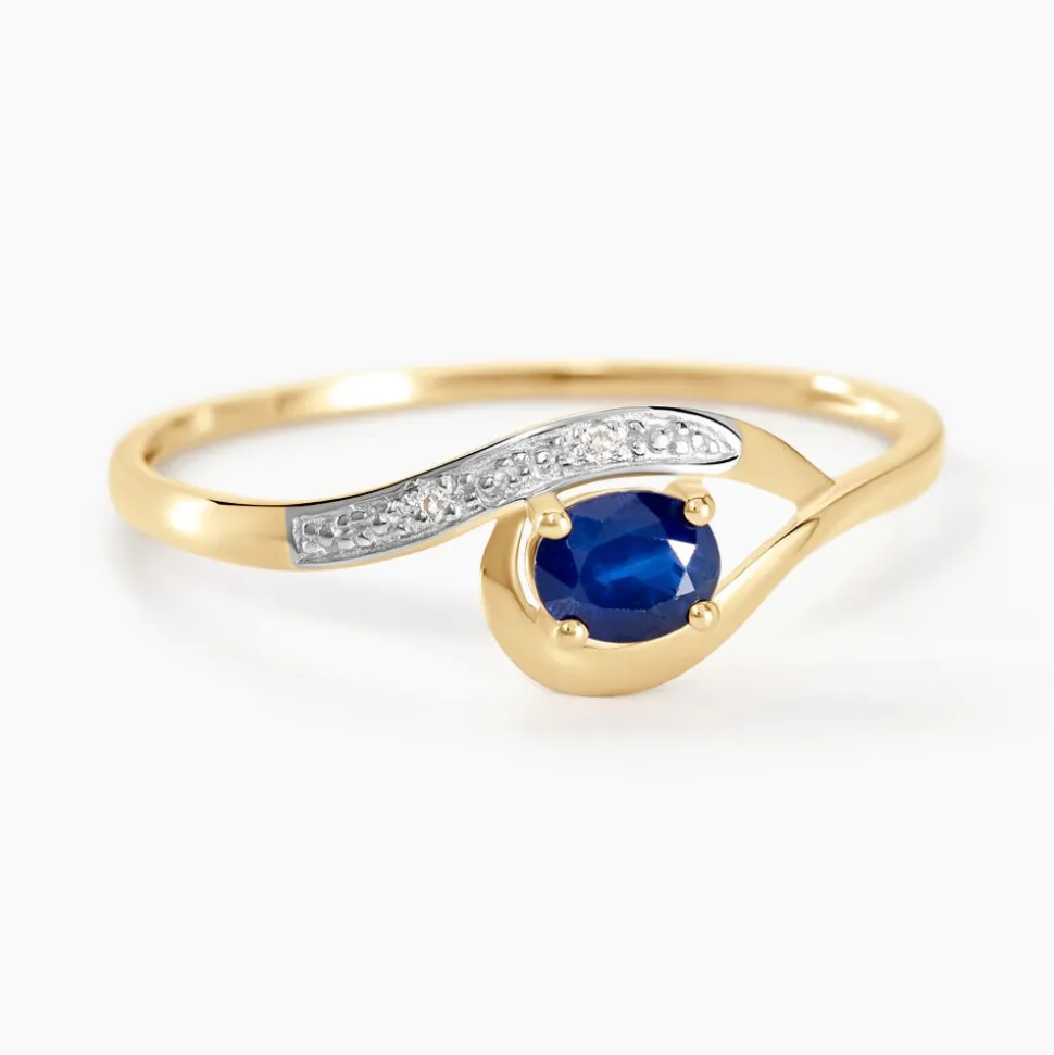 Bague Sagesse Or Jaune Saphir Et Diamant