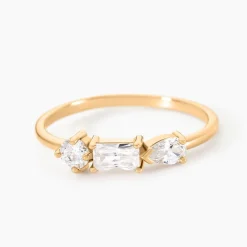 Bague Scintillante Plaque Or Jaune Oxyde De Zirconium|Marc Orian Online