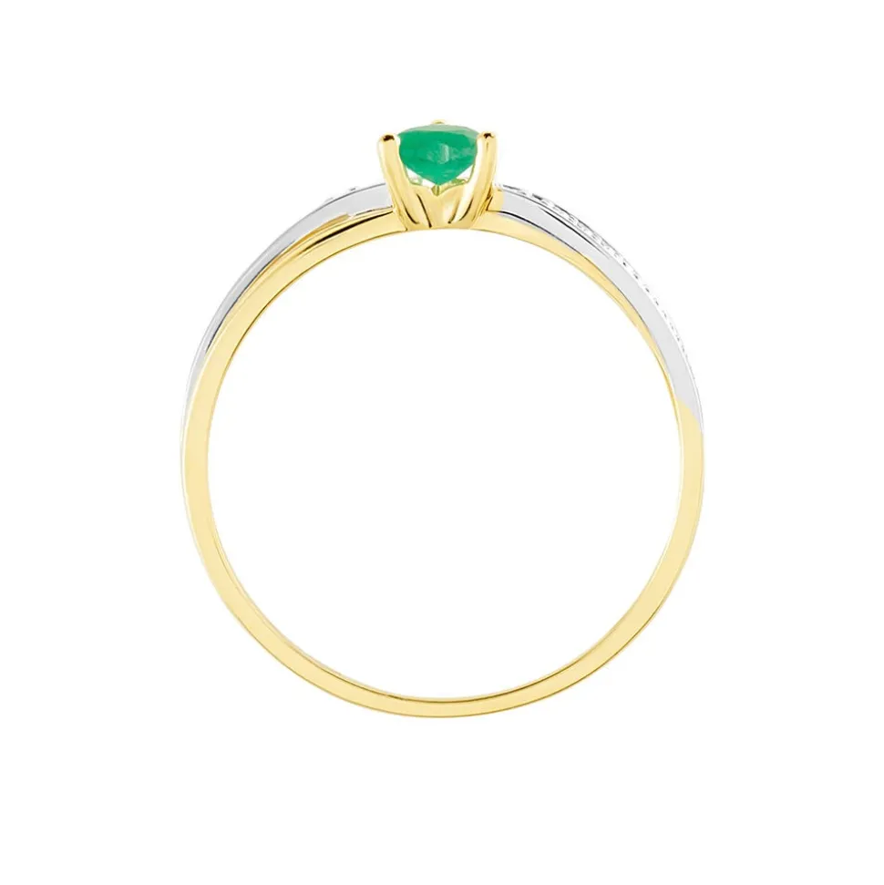 Bague Skylar Or Bicolore Emeraude Diamant