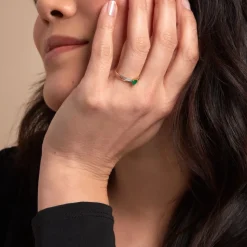 Bague Skylar Or Bicolore Emeraude Diamant