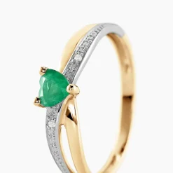 Bague Skylar Or Bicolore Emeraude Diamant