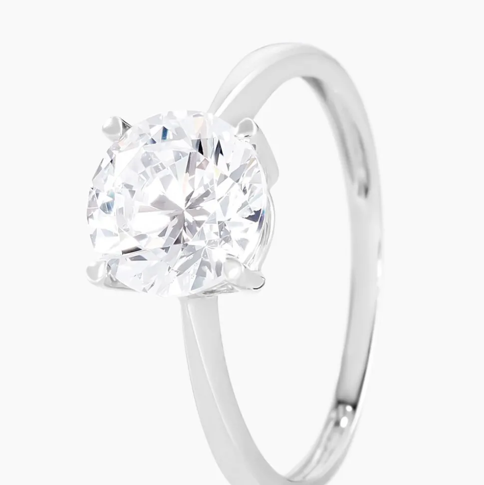 Bague Solitaire Abriel Or Blanc Oxyde De Zirconium