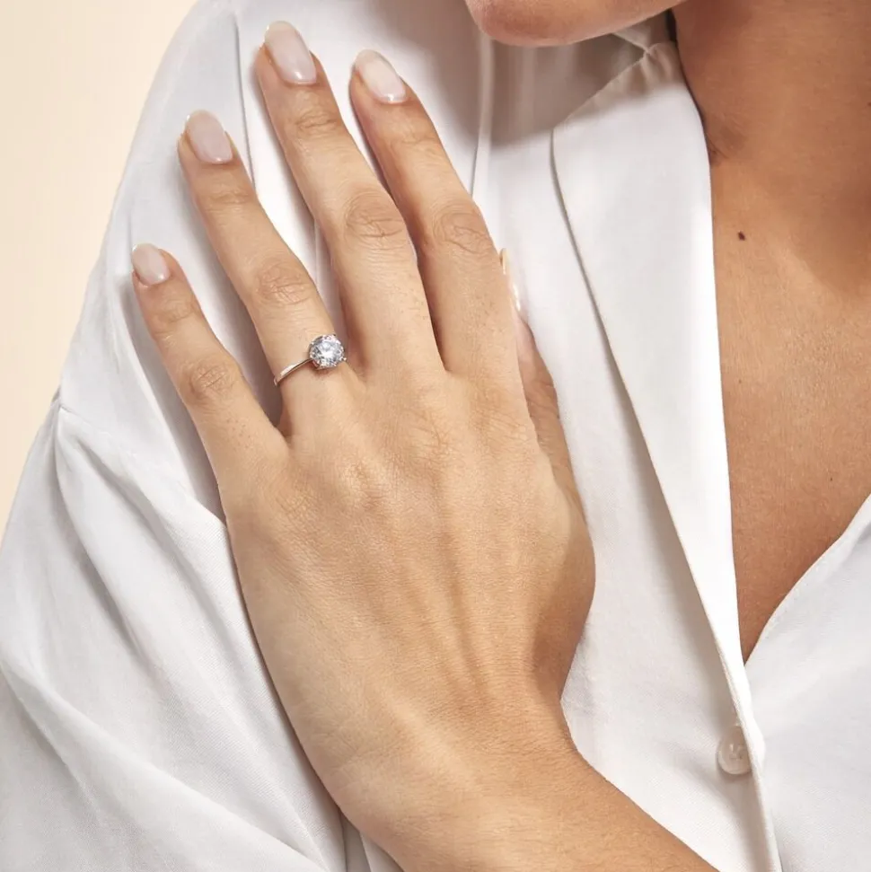 Bague Solitaire Abriel Or Blanc Oxyde De Zirconium