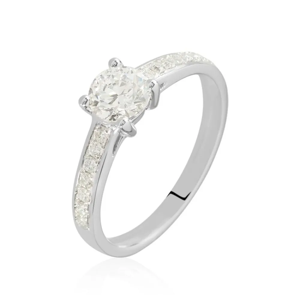Bague Solitaire Accompagné Aramis Or Blanc Diamant Synthétique|Marc Orian Sale