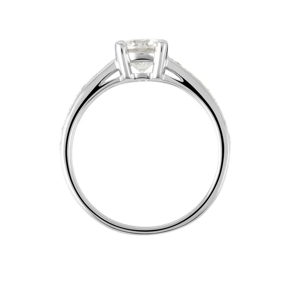 Bague Solitaire Accompagné Aramis Or Blanc Diamant Synthétique|Marc Orian