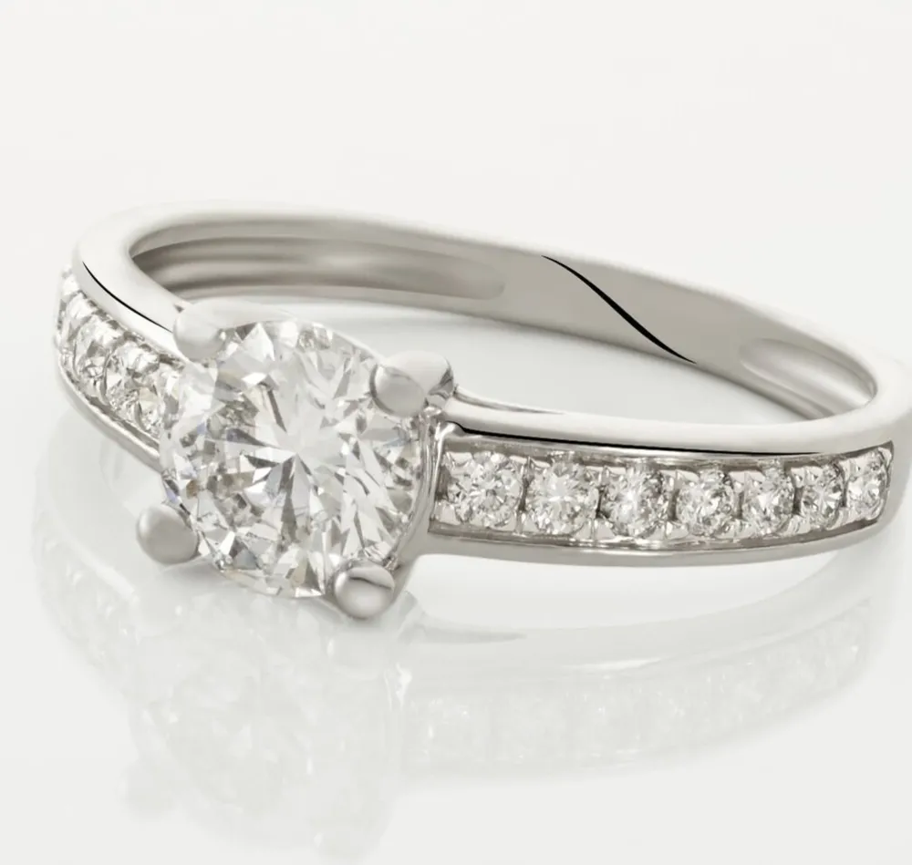 Bague Solitaire Accompagné Aramis Or Blanc Diamant Synthétique|Marc Orian
