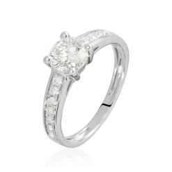Bague Solitaire Accompagné Aramis Or Blanc Diamant Synthétique|Marc Orian
