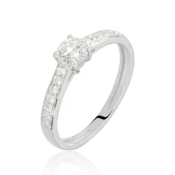 Bague Solitaire Accompagné Aramis Or Blanc Diamant Synthétique|Marc Orian Online