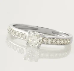 Bague Solitaire Accompagné Aramis Or Blanc Diamant Synthétique|Marc Orian Online