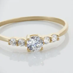 Bague Solitaire Accompagné Or Jaune Antonette Oxyde De Zirconium