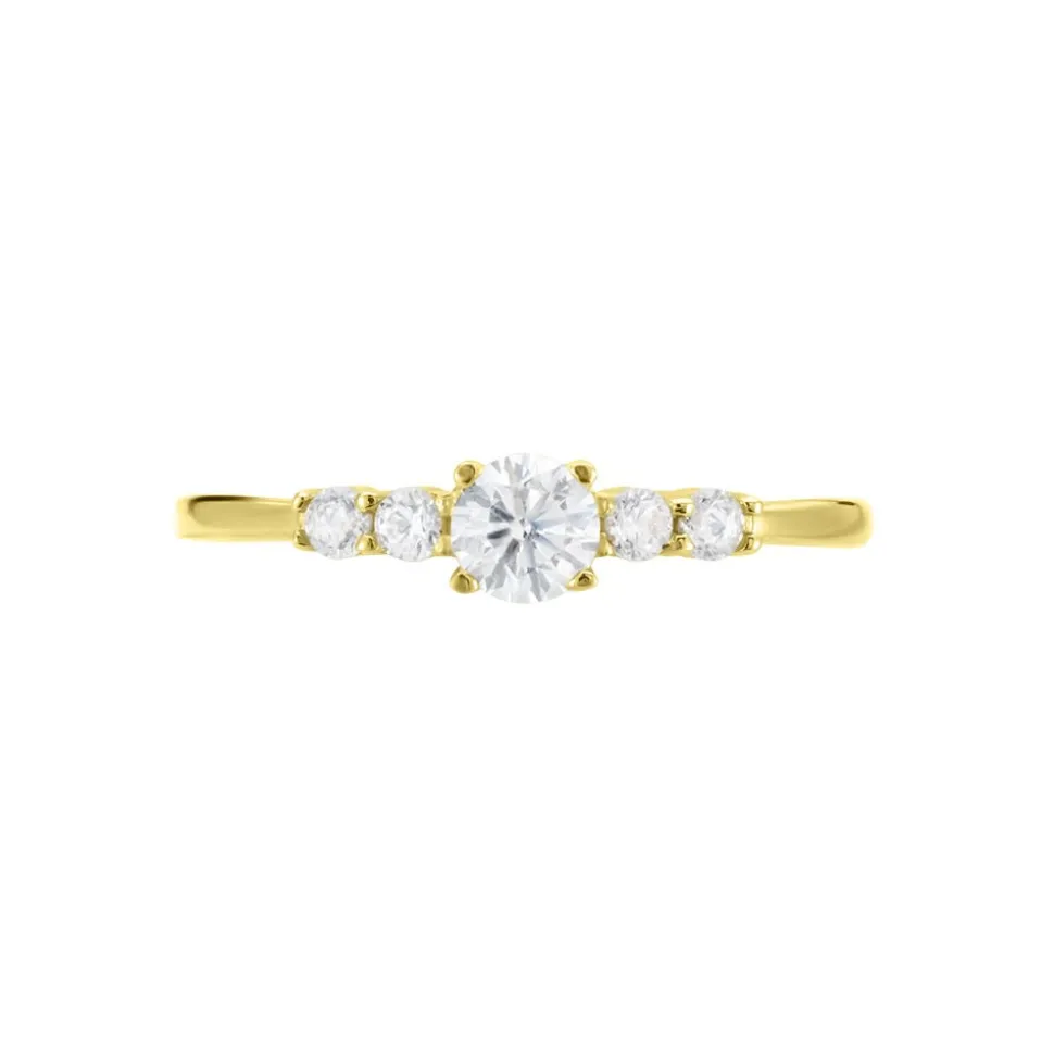 Bague Solitaire Accompagné Or Jaune Antonette Oxyde De Zirconium