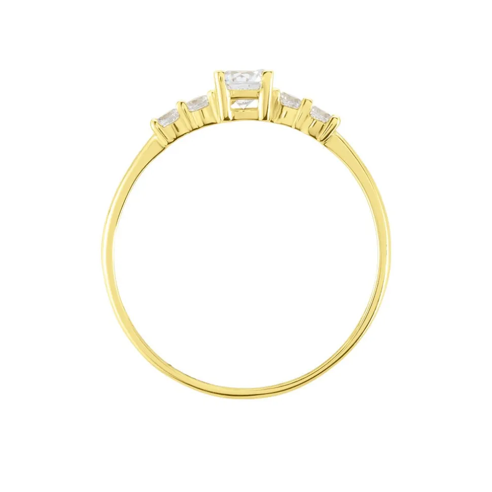 Bague Solitaire Accompagné Or Jaune Antonette Oxyde De Zirconium