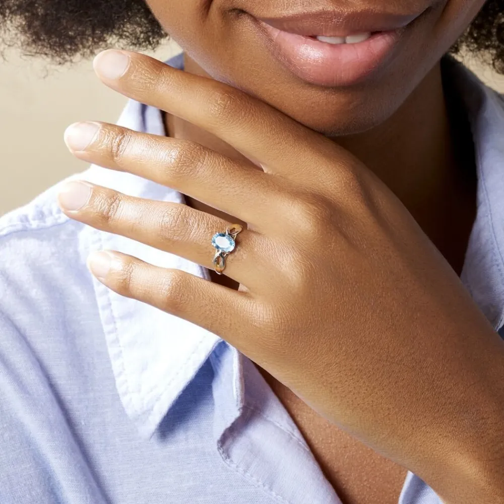 Bague Solitaire Bonnie Or Bicolore Topaze|Marc Orian Online