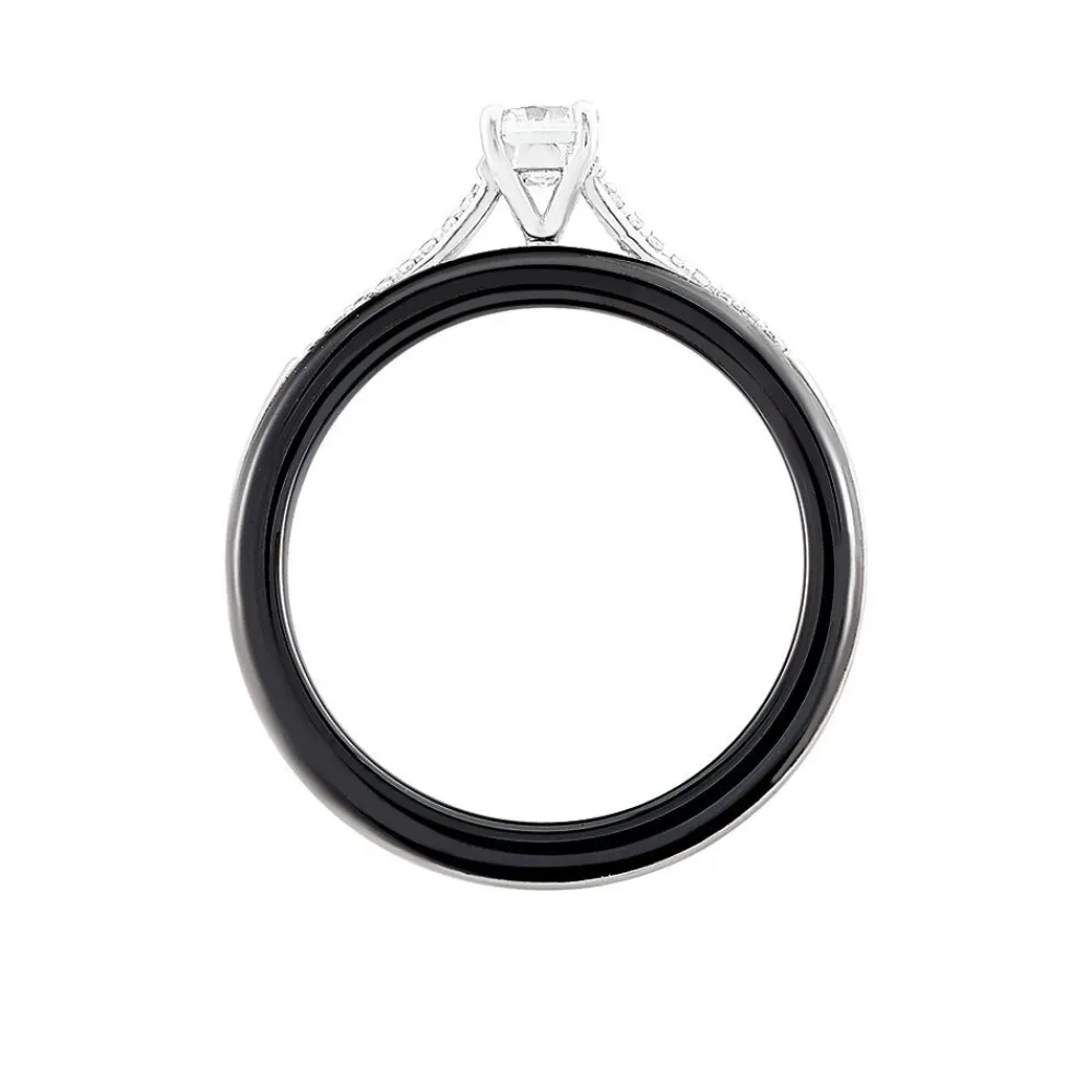 Bague Solitaire Ceramique Argent Blanc Céramique Et Oxyde De Zirconium|Marc Orian