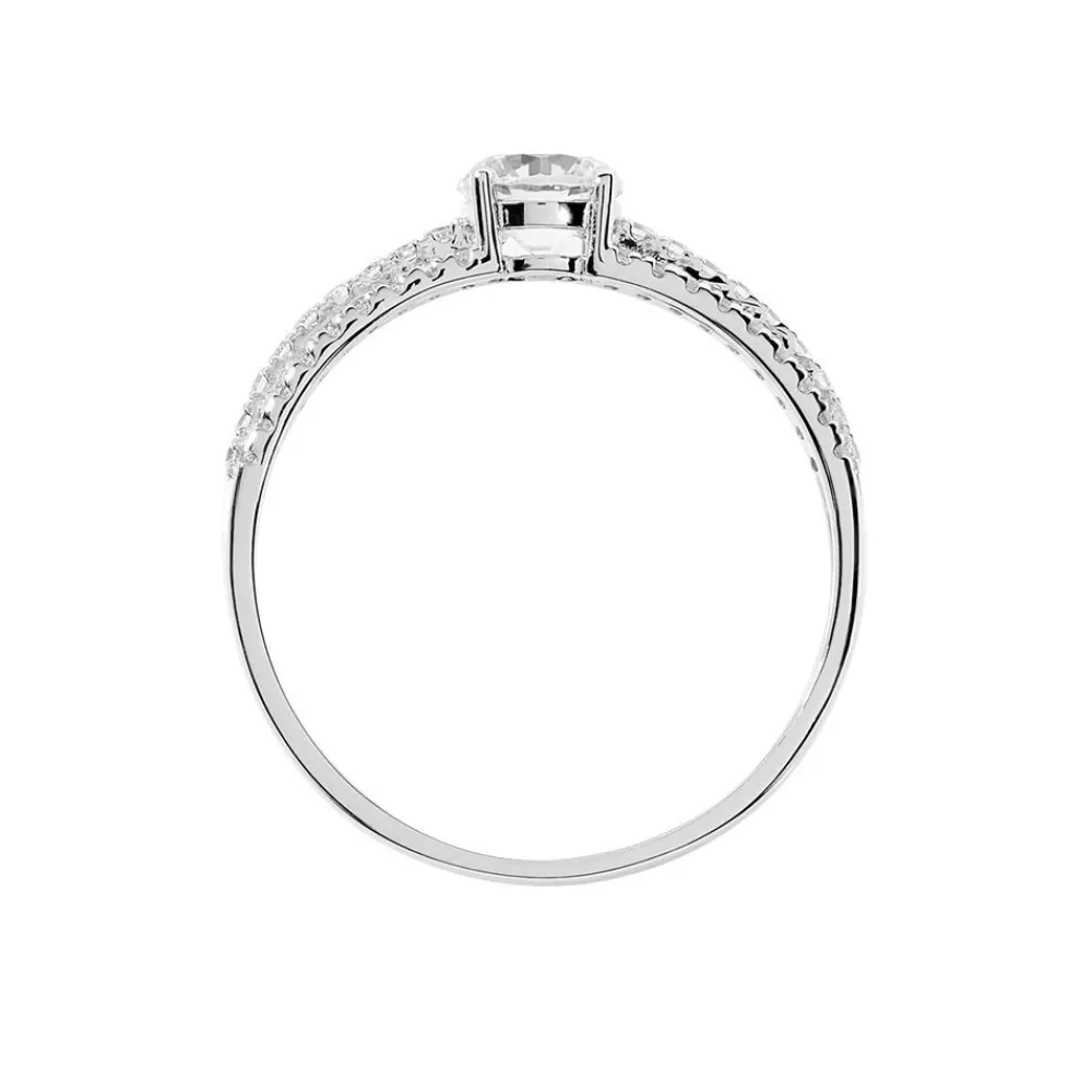Bague Solitaire Ceridwen 3 Rangs Or Blanc Oxyde De Zirconium|Marc Orian Online