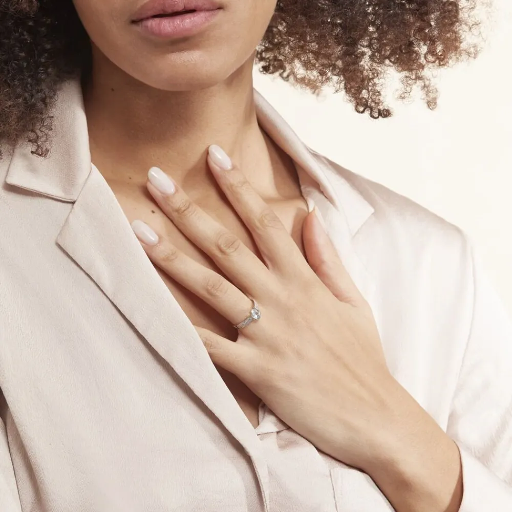 Bague Solitaire Crista Or Jaune Topaze Et Oxyde|Marc Orian Hot